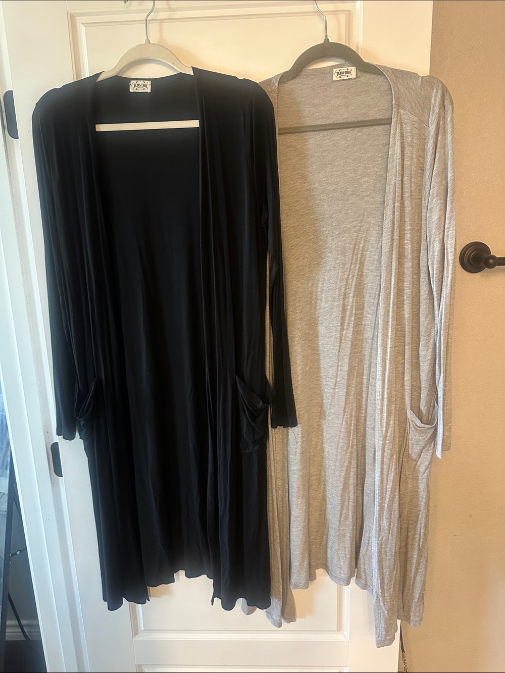 Open-Front Longline Cardigan Sweater - Black & Light Gray